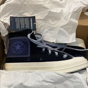 Converse Corduroy High-Tops in Dark Blue and White